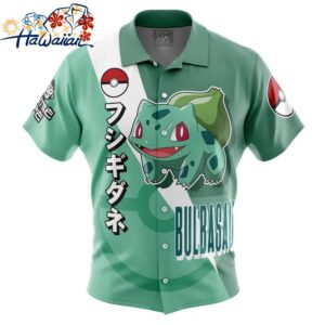 Bulbasaur Pokemon Button Up Hawaiian Shirt 1