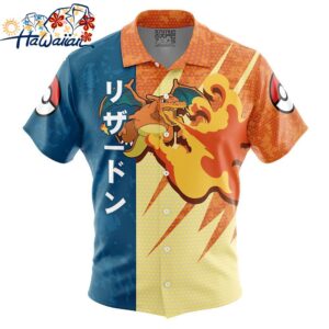 Charizard Attack Pokemon Button Up Hawaiian Shirt 1