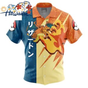 Charizard Attack Pokemon Button Up Hawaiian Shirt S 1 1