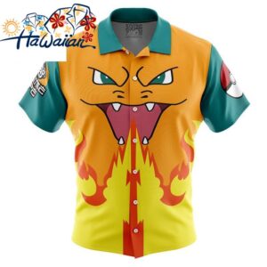 Charizard Face Pokemon Button Up Hawaiian Shirt S 1 1