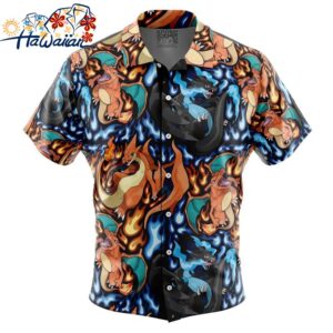 Charizard Mega Evolution Pokemon Button Up Hawaiian Shirt 1