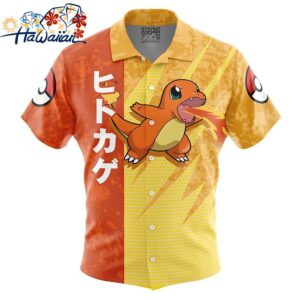 Charmander Attack Pokemon Button Up Hawaiian Shirt 1