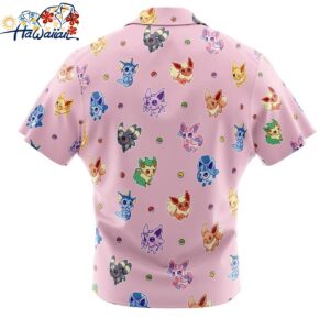 Chibi Eevelutions Pattern Pokemon Button Up Hawaiian Shirt 2 1