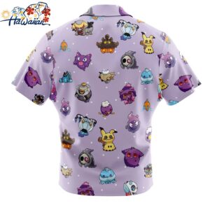 Chibi Ghost Pokemon Pattern Button Up Hawaiian Shirt 2 1