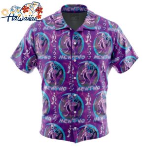 Cosmic Mewtwo Pokemon Button Up Hawaiian Shirt 1