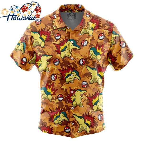 Cyndaquil Pokemon Button Up Hawaiian Shirt 1