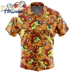 Cyndaquil Pokemon Button Up Hawaiian Shirt S 1 1