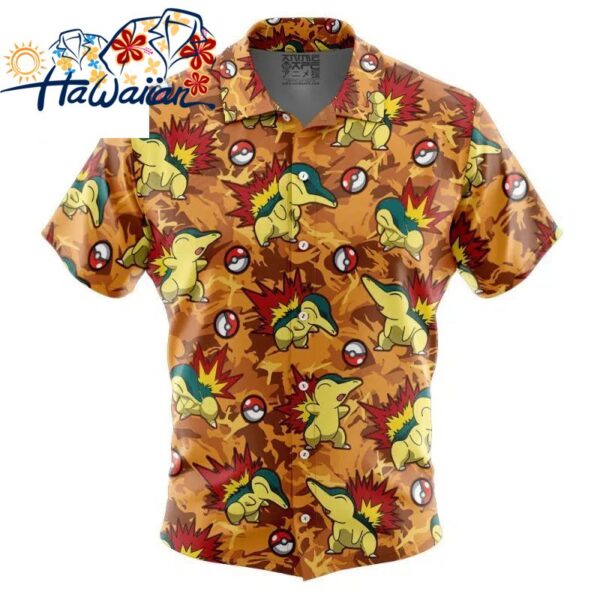 Cyndaquil Pokemon Button Up Hawaiian Shirt S 1 1