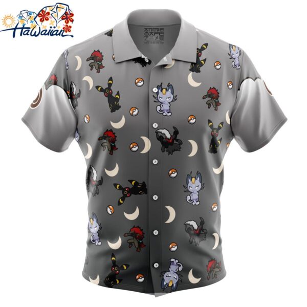 Dark Type Pattern Pokemon Button Up Hawaiian Shirt 1
