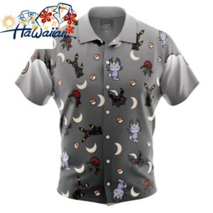 Dark Type Pattern Pokemon Button Up Hawaiian Shirt S 1 1
