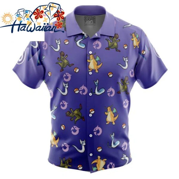 Dragon Type Pattern Pokemon Button Up Hawaiian Shirt S 1 1