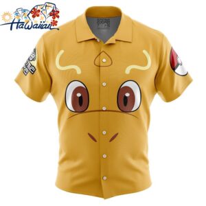 Dragonite Face Pokemon Button Up Hawaiian Shirt 1