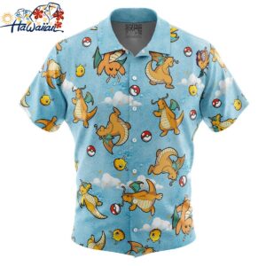 Dragonite Pattern Pokemon Button Up Hawaiian Shirt 1