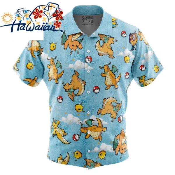 Dragonite Pattern Pokemon Button Up Hawaiian Shirt S 1 1