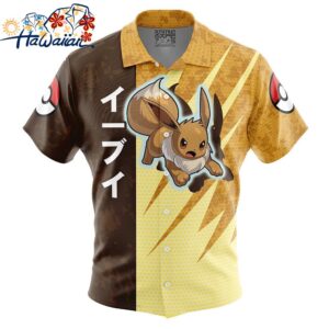 Eevee Attack Pokemon Button Up Hawaiian Shirt 1