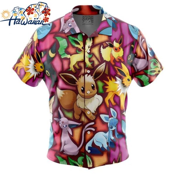 Eevee Evolutions Pokemon Button Up Hawaiian Shirt 1