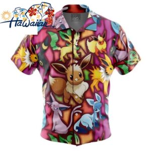 Eevee Evolutions Pokemon Button Up Hawaiian Shirt S 1 1