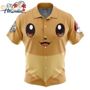 Eevee Face Pokemon Button Up Hawaiian Shirt 1