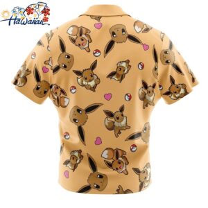 Eevee Pattern Pokemon Button Up Hawaiian Shirt 2 1