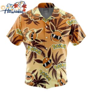 Eevee Pokemon Alolan Style Button Up Hawaiian Shirt 1