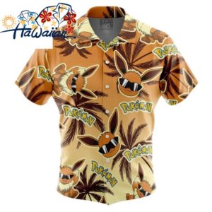 Eevee Pokemon Alolan Style Button Up Hawaiian Shirt S 1 1