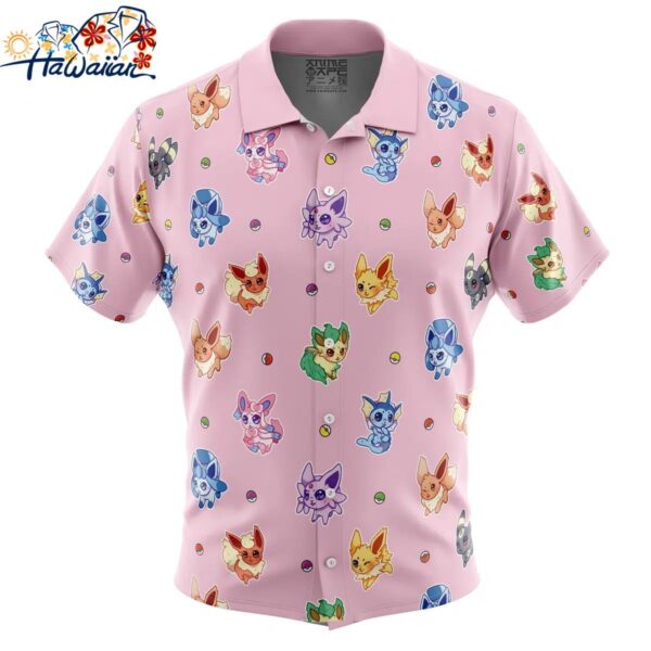 Eevelutions Pattern Pokemon Pattern Button Up Hawaiian Shirt 1