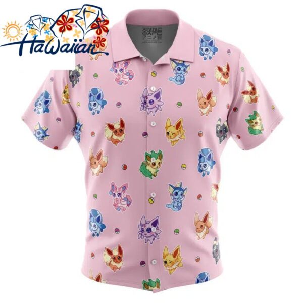 Eevelutions Pattern Pokemon Pattern Button Up Hawaiian Shirt S 1 1