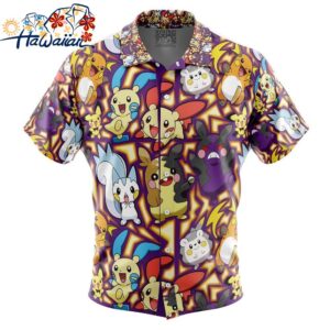 Electric Rodent Type Pokemon Pokemon Button Up Hawaiian Shirt 1