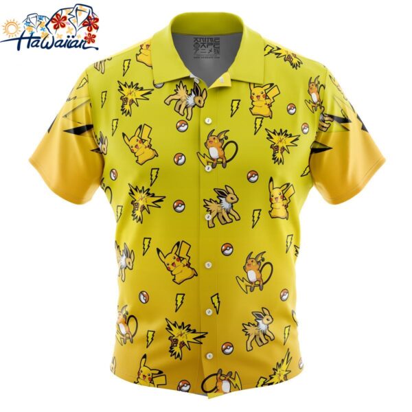 Electric Type Pattern Pokemon Button Up Hawaiian Shirt 1