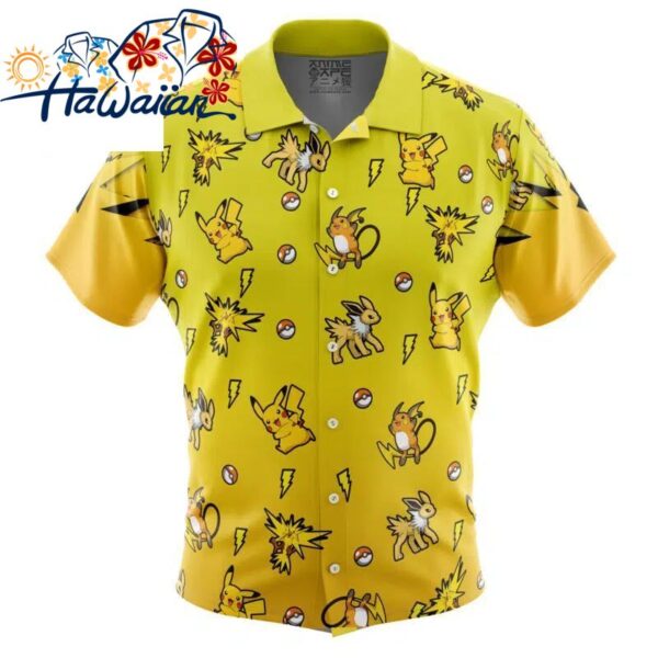 Electric Type Pattern Pokemon Button Up Hawaiian Shirt S 1 1