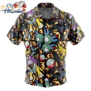 Electric Type Pokemon Pokemon Button Up Hawaiian Shirt 1