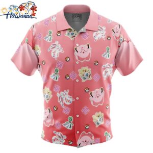 Fairy Type Pattern Pokemon Button Up Hawaiian Shirt 1
