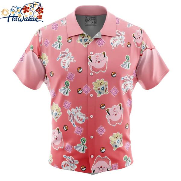 Fairy Type Pattern Pokemon Button Up Hawaiian Shirt 1