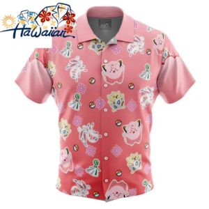 Fairy Type Pattern Pokemon Button Up Hawaiian Shirt S 1 1