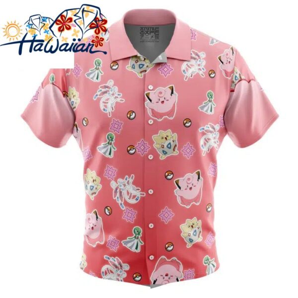 Fairy Type Pattern Pokemon Button Up Hawaiian Shirt S 1 1