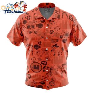 Fighting Pokemon Button Up Hawaiian Shirt 1