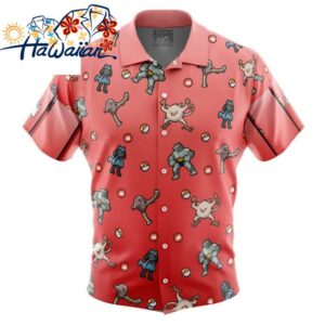 Fighting Type Pattern Pokemon Button Up Hawaiian Shirt S 1 1