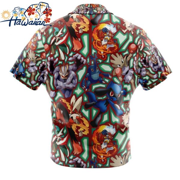 Fighting Type Pokemon Pokemon Button Up Hawaiian Shirt 2 1