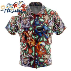Fighting Type Pokemon Pokemon Button Up Hawaiian Shirt S 1 1