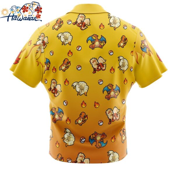 Fire Type Pattern Pokemon Button Up Hawaiian Shirt 2 1