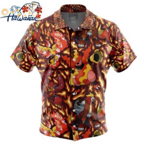 Fire Type Pokemon Pokemon Button Up Hawaiian Shirt 1