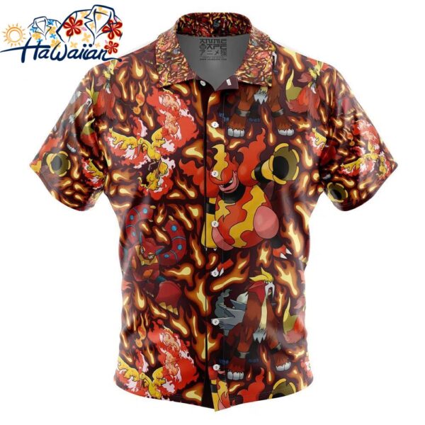 Fire Type Pokemon Pokemon Button Up Hawaiian Shirt 1