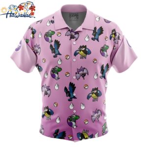 Flying Type Pattern Pokemon Button Up Hawaiian Shirt 1