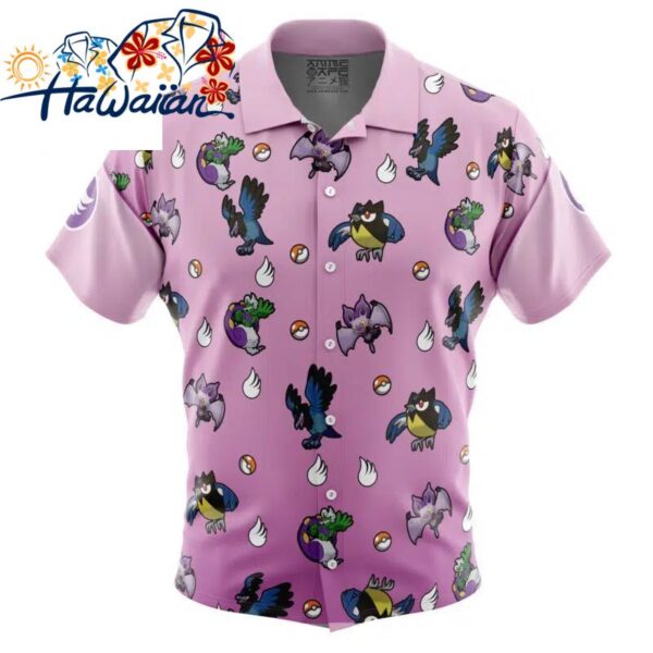 Flying Type Pattern Pokemon Button Up Hawaiian Shirt S 1 1
