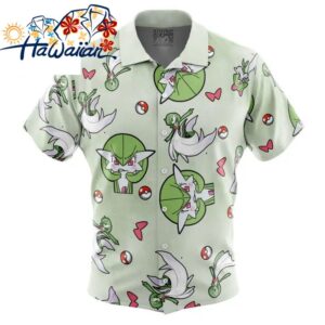 Gardevoir Pattern Pokemon Button Up Hawaiian Shirt S 1 1