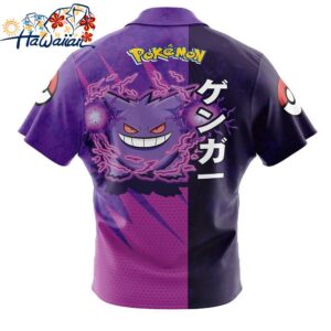 Gengar Attack Pokemon Button Up Hawaiian Shirt 2 1