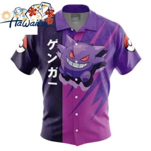 Gengar Attack Pokemon Button Up Hawaiian Shirt S 1 1