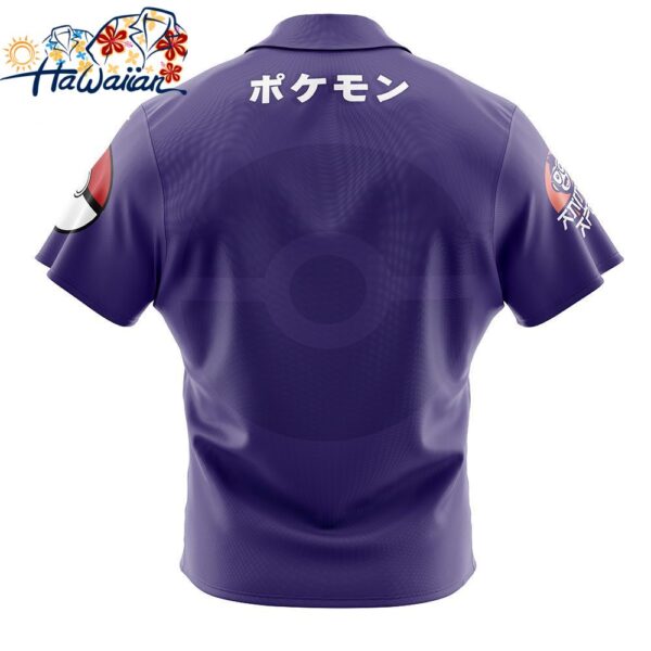 Gengar Face Pokemon Button Up Hawaiian Shirt 2 1