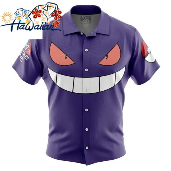 Gengar Face Pokemon Button Up Hawaiian Shirt S 1 1