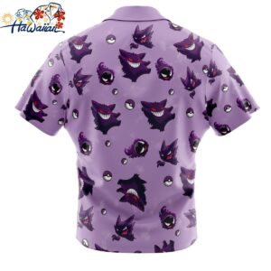 Gengar Pattern Pokemon Button Up Hawaiian Shirt 2 1